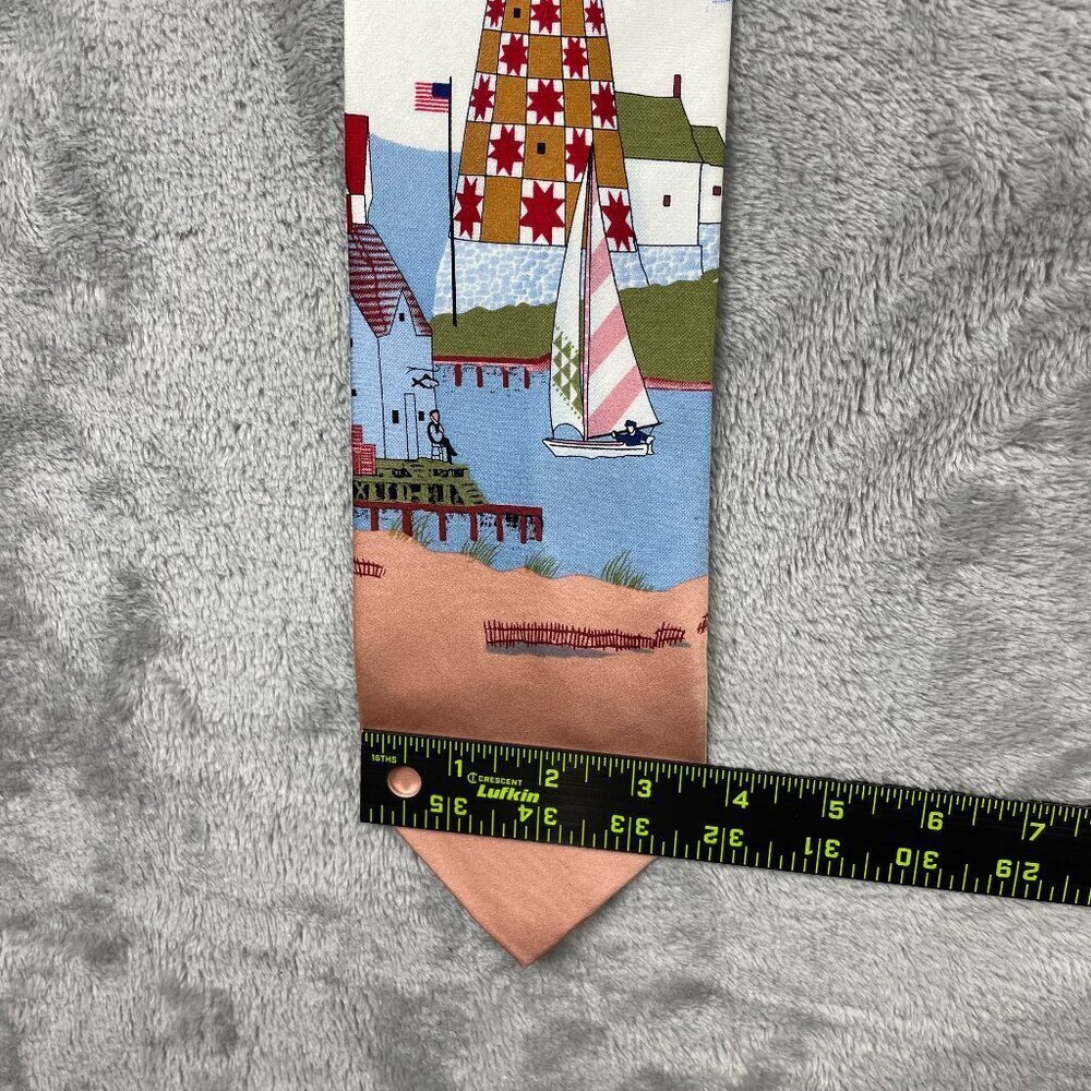 Jim Shore Lighthouse Sailing Themed Men's Classic 100% Silk Neck Tie - Picture 2 of 6